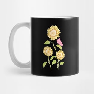 Watercolor sunflower and butterfly Mug